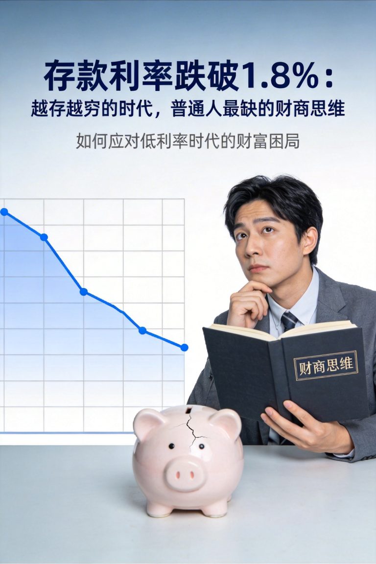 存款利率跌破1.8%：越存越穷的时代，普通人最缺的财商思维